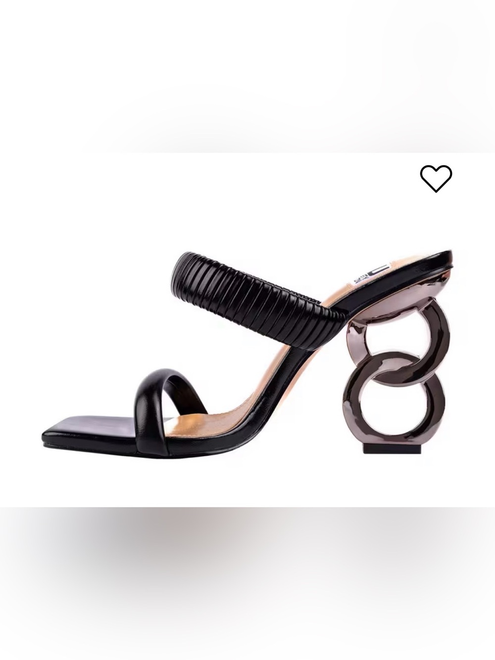 Women’s Black & Silver Size 10 Strappy Raddle Heel Sandals